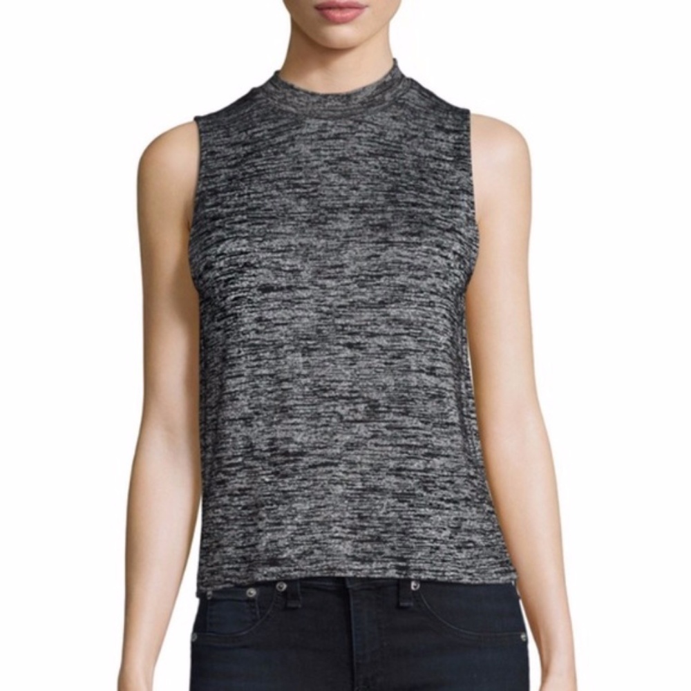 Rag & Bone Hudson Mockneck Slit Knit S Tank Top